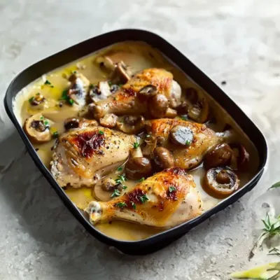 Poulet à la Moutarde et aux Champignons Savoureux
