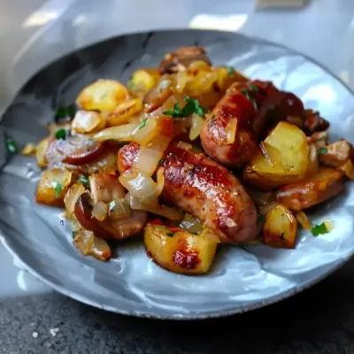 Saucisses Fumées aux Pommes de Terre et Champignons