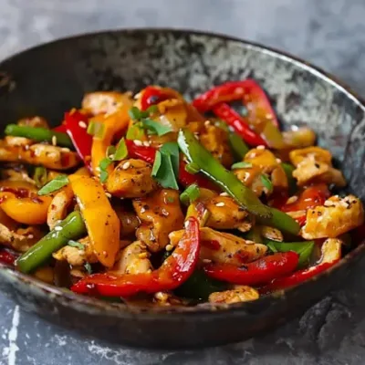 Wok de Poulet aux Poivrons Colorés