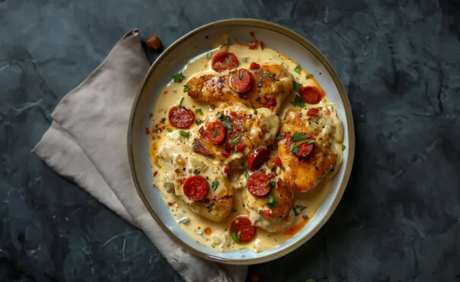 Aiguillettes de Poulet à la Sauce Crémeuse au Chorizo