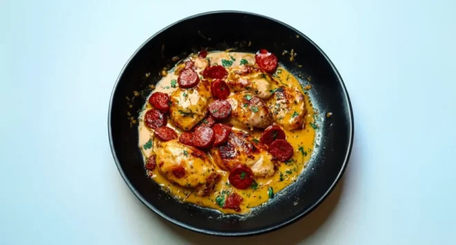 Aiguillettes de Poulet Sauce Crémeuse au Chorizo