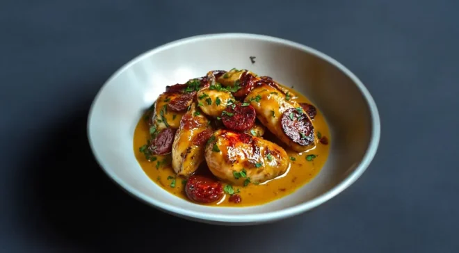 Aiguillettes de Poulet Sauce Crémeuse au Chorizo