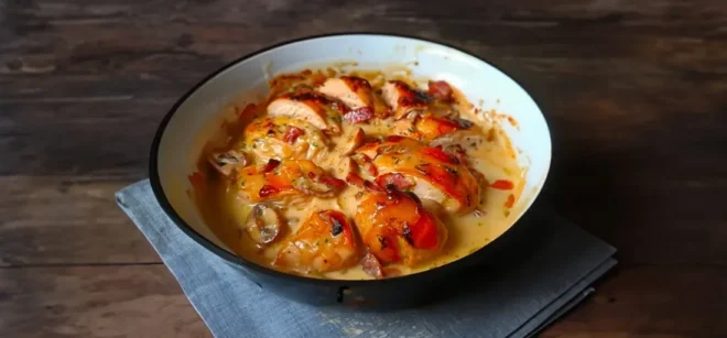 Émincés de Poulet Moutarde Lardons Champignons