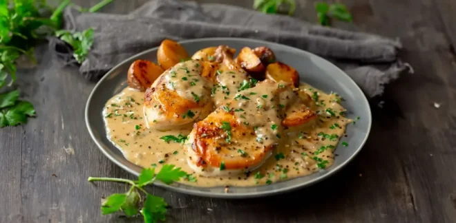 Escalopes de Poulet à la Sauce Moutarde