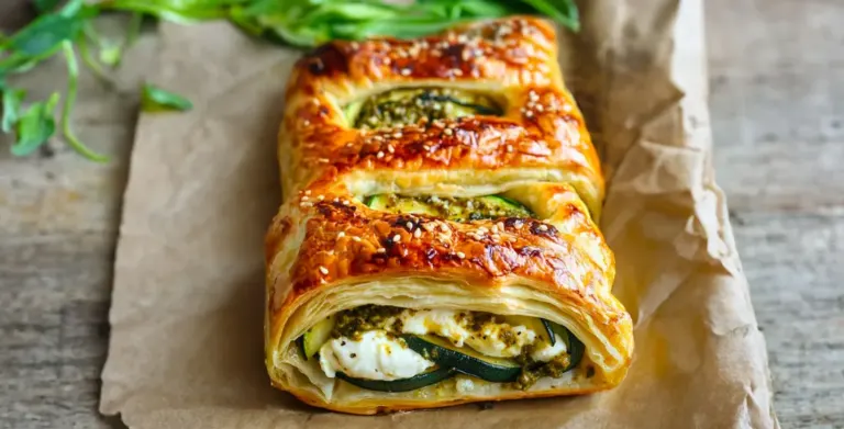 Feuilleté Méditerranéen aux Courgettes, Pesto et Burrata : Une Explosion de Saveurs Estivales