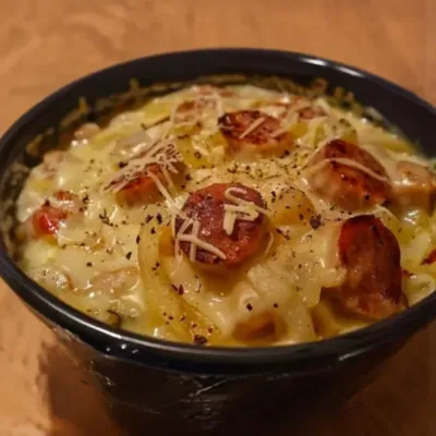 Fondue d'endives aux saucisses fumées