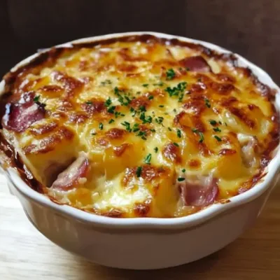 Gratin de Chou-Fleur, Pommes de Terre et Jambon
