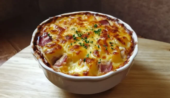 Gratin de Chou-Fleur, Pommes de Terre, Fromage et Jambon