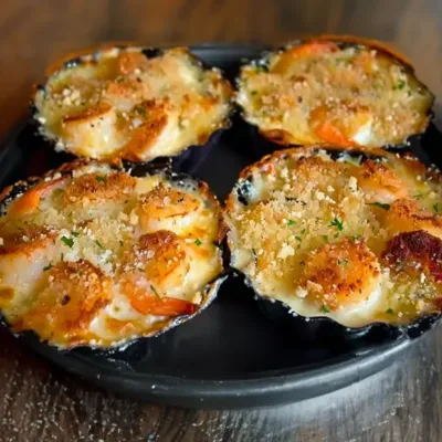 Gratin de Moules et Crevettes au Fromage Bleu