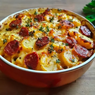 Gratin de Pommes de Terre au Chorizo et Béchamel