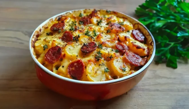 Gratin de Pommes de Terre au Chorizo et Béchamel de Tomate