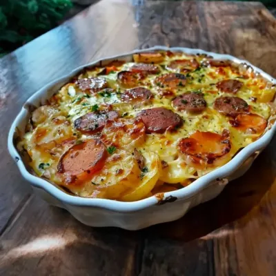Gratin de Pommes de Terre au Chorizo et Tomates