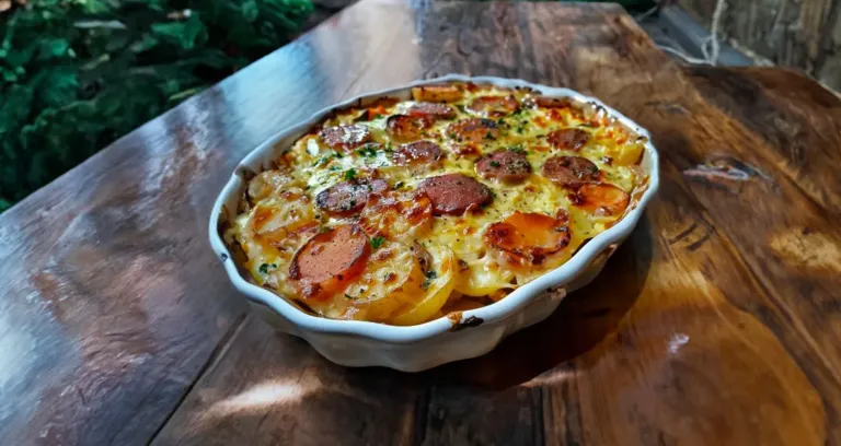 Gratin de Pommes de Terre, Chorizo, Tomate et Béchamel