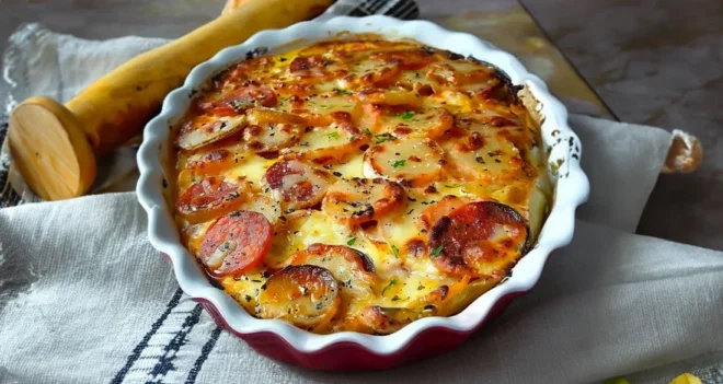 Gratin de Pommes de Terre, Chorizo, Tomate et Béchamel : Un Plat Réconfortant et Savoureux