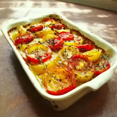 Gratin de Pommes de Terre, Tomates et Mozzarella