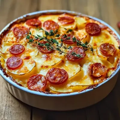 Gratin de Pommes de Terre au Chorizo et Béchamel