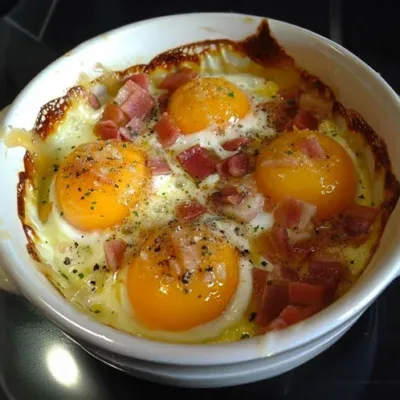 Œufs Cocotte au Chèvre et Lardons : Délice Français