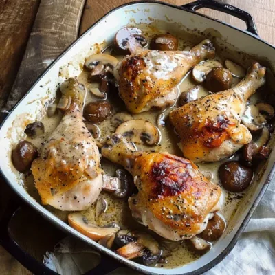 Poulet à la Moutarde et aux Champignons Savoureux