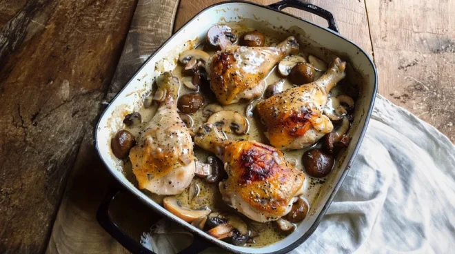 Poulet à la Moutarde et aux Champignons : Un Plat Français Savoureux et Facile