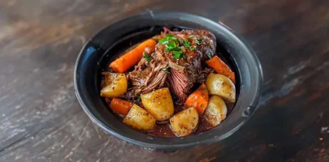 Rôti de Bœuf à la Mijoteuse avec Pommes de Terre et Carottes