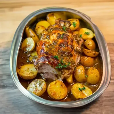 Rôti de Porc à l'Ail et Pommes de Terre Jaunes