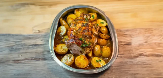 Rôti de Porc à l&rsquo;Ail et aux Pommes de Terre Jaunes