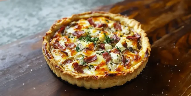 Tarte à l’Oignon, Fromage Blanc et Lardons