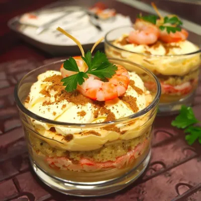 Tiramisu aux Crevettes Roses : Entrée Surprenante