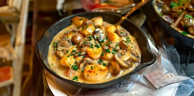 Blanquette de Saint-Jacques aux Champignons : Un Équilibre Parfait Entre Terre et Mer