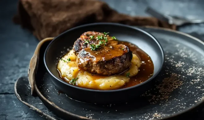 Bœuf Haché en Sauce Savoureuse sur Purée de Pommes de Terre Crémeuse