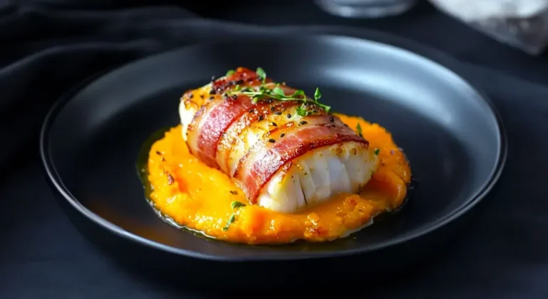 Cabillaud en Croûte de Lard Fumé et Butternut