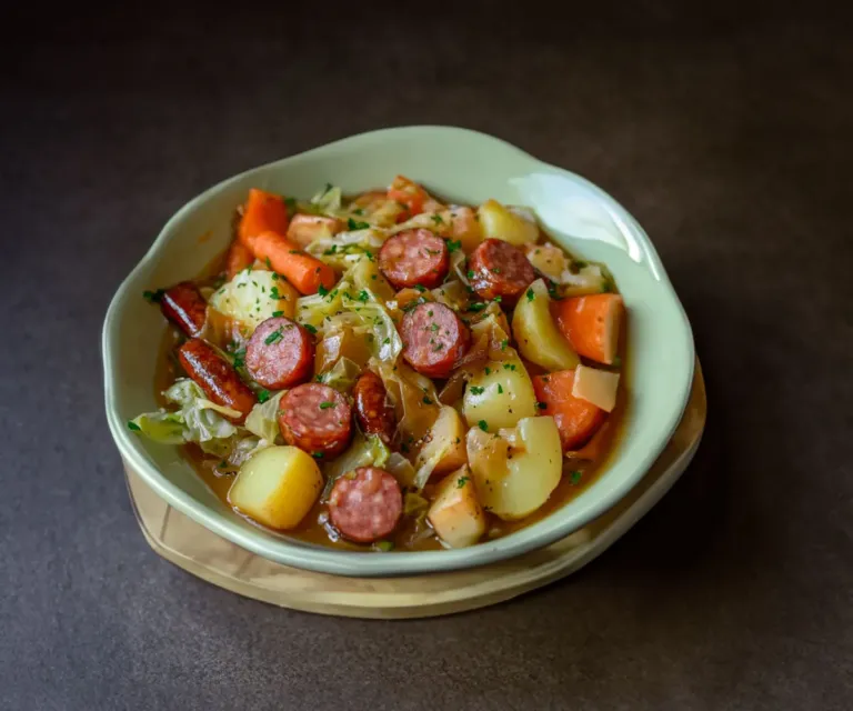 Chou Vert Braisé aux Saucisses