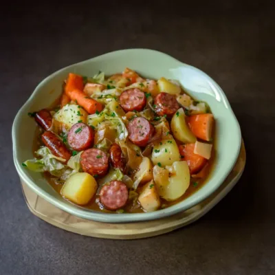 Chou Vert Braisé aux Saucisses Savoureux