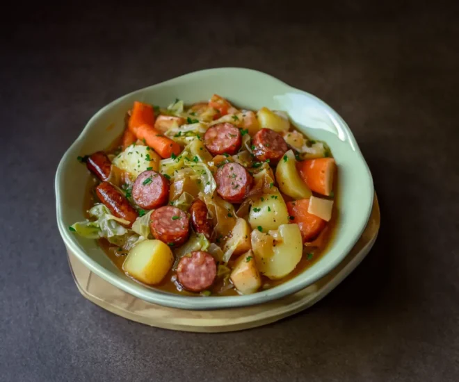 Chou Vert Braisé aux Saucisses