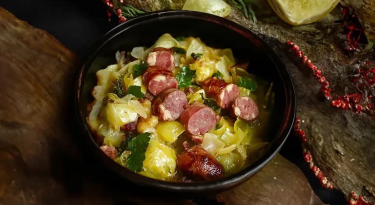 Chou Vert Braisé aux Saucisses : Un Plat Réconfortant pour l’Hiver