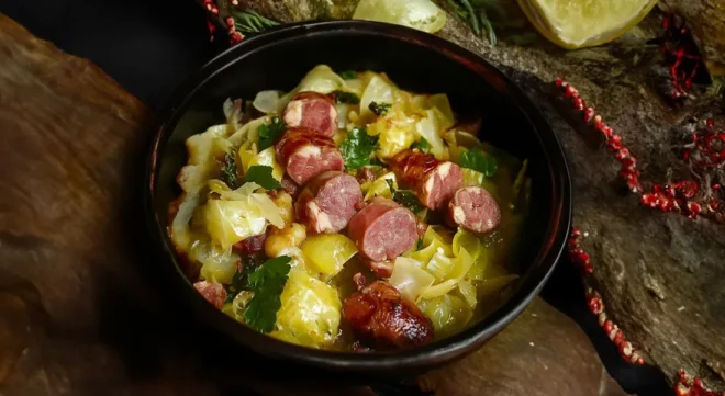 Chou Vert Braisé aux Saucisses : Un Plat Réconfortant pour l’Hiver