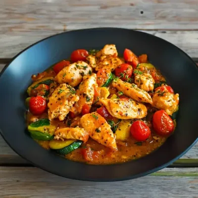 Émincé de Poulet aux Courgettes et Tomates Cerises