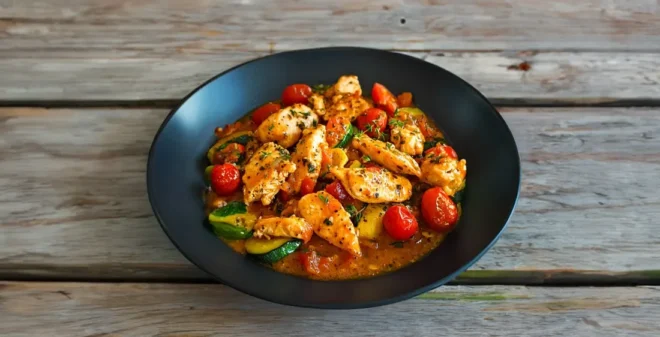 Émincé de Poulet aux Courgettes et Tomates Cerises : Un Plat Léger et Savoureux