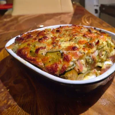 Gratin de Courgettes, Jambon et Riz Savoureux
