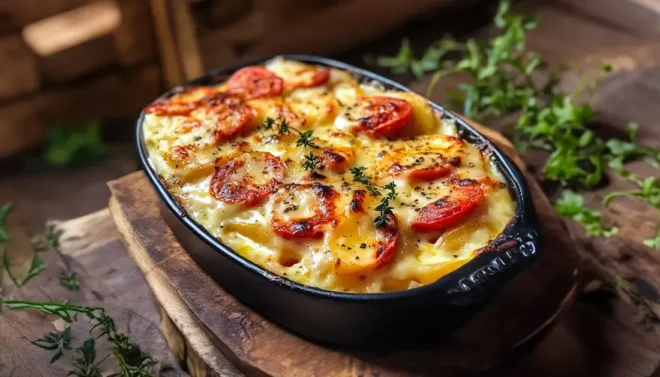 Gratin de Pommes de Terre et Chorizo, Béchamel Crémeuse à la Tomate