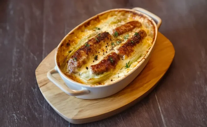 Gratin d’Endives et Saucisses Fumées : Un Plat Réconfortant pour les Soirées Fraîches