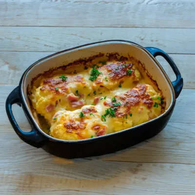 Gratin de Chou-Fleur au Jambon et Béchamel