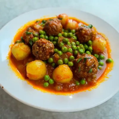 Mijoté de Boulettes Savoureuses aux Petits Pois