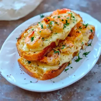 Pain à l’Ail Gratiné aux Crevettes Délicieux