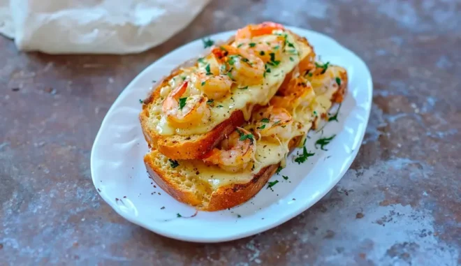 Pain à l’Ail Gratiné aux Crevettes