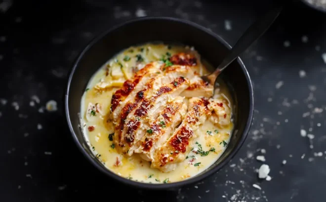 Poulet au Carbonara au Parmesan : Un mariage parfait de saveurs crémeuses