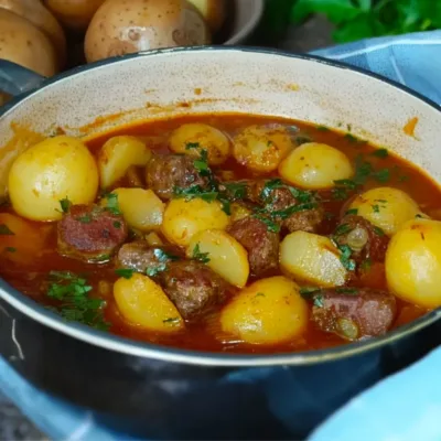 Ragoût de pommes de terre aux boulettes de viande