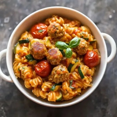 Risotto de Pâtes aux Courgettes et Boulettes Croustillantes