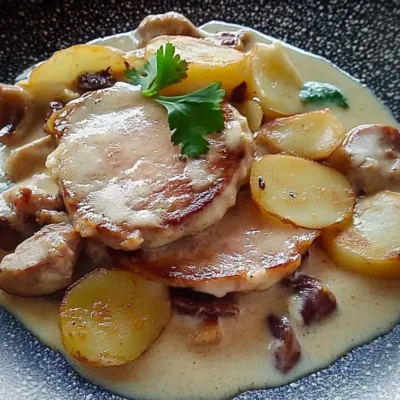 Rôti de porc à la moutarde et crème au Cookéo