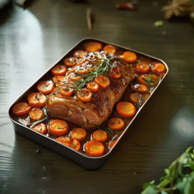 Rouelle de Porc Mijotée au Vin Blanc et Carottes